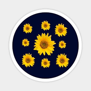 Sunflowers Bloom in a Blue Background - Groovy Summer Magnet